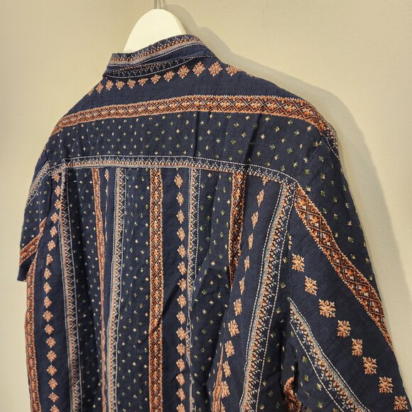 VATPAVE Mens Western Print Shirts Short Sleeve Button Down Beach Shirts - Size L - Picture 4 of 7